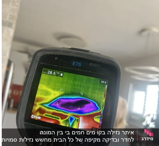 מד חום תרמי מציג אזור חם בבית